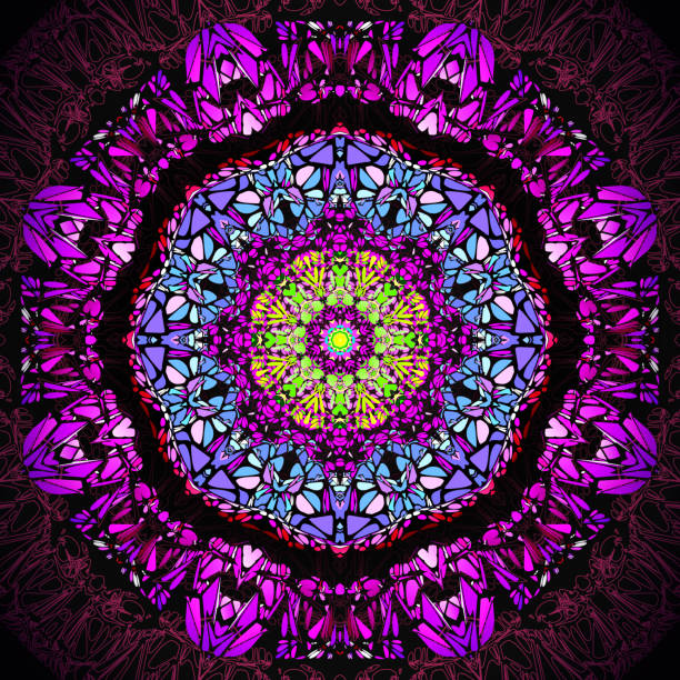 ilustrações de stock, clip art, desenhos animados e ícones de abstract multicolor kaleidoscope texture background - fractal pattern mandala art