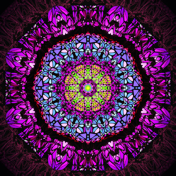 Abstract multicolor kaleidoscope texture background Abstract colorful fantacy purple blue green kaleidoscope pattern background Kaleidoscope stock illustrations