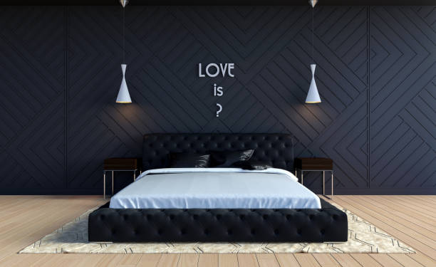 istock Modern bedroom interior in Valentine theme color with text on wall, 3D Rendering 1090942384