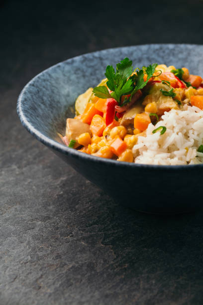 Vegan Curry in served with rice