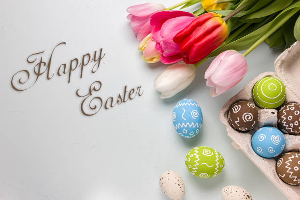 Easter background, top view with copy space
