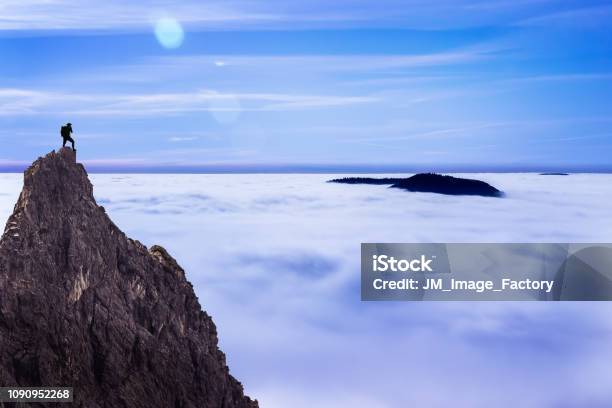 On The Top Stock Photo - Download Image Now - Cloud - Sky, Mountain Peak, Above