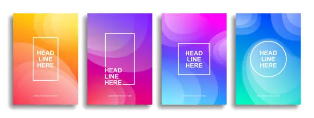 Vector illustration of A collection of colorful covers. Wavy shapes with gradient.