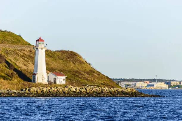 Georges Island Lighthouse in Halifax, Canada.
