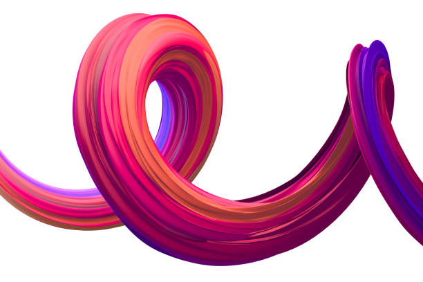 istock 3d render, abstract twisted shape background, Iridescent neon digital art, isolated on white 1090983068