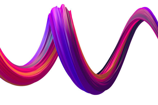 istock 3d render, abstract twisted shape background, Iridescent neon digital art, isolated on white 1090983222