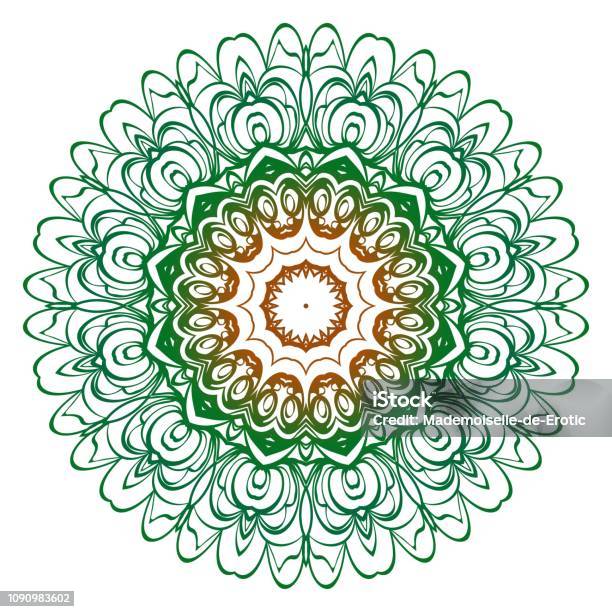 Vector Round Abstract Mandala Style Decorative Element Handdrawn Vector Illustration Can Be Used For Textile Greeting Card Coloring Book Phone Case Print Stock Illustration - Download Image Now
