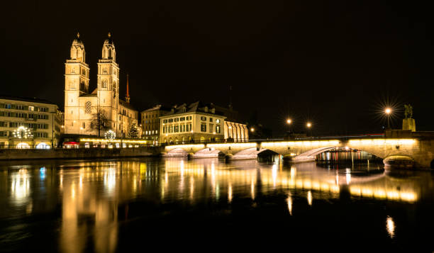 istock Zurich cityscape at night in winter 1090985188