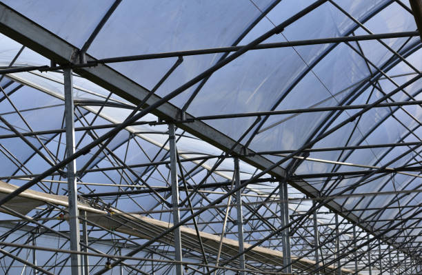 istock Amazing interior view of steel roof structure 1090988006