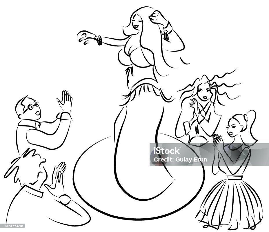 turkish belly dancer and people having fun, illustration vector Adult stock vector