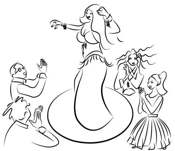 Vector illustration of turkish belly dancer and people having fun, illustration vector