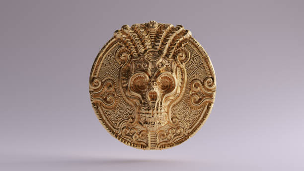 Antique Gold Skull Coin