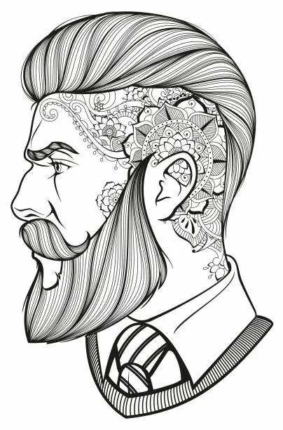 Vector illustration of bearded man