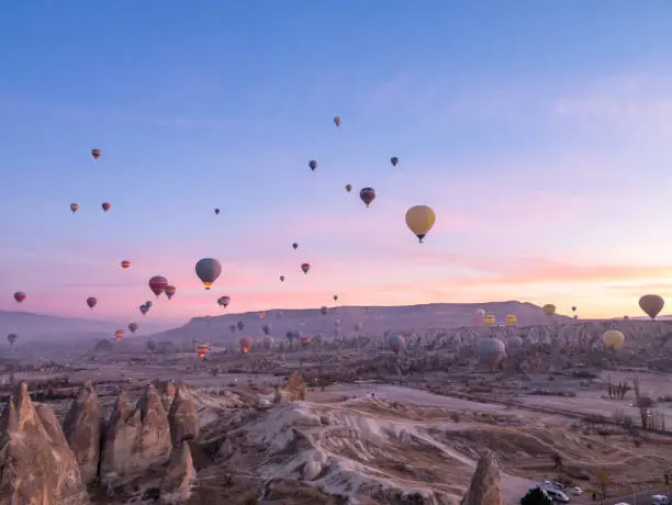 Cappadocia, Hot Air Balloon, red and rose valley, Famous Place, Turkey - Middle East