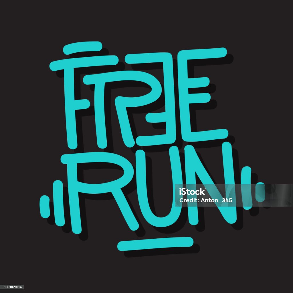 Run Lettering Drawing Free Run Brush Lettering Type Design Vector Graphic Stock Illustration ...
