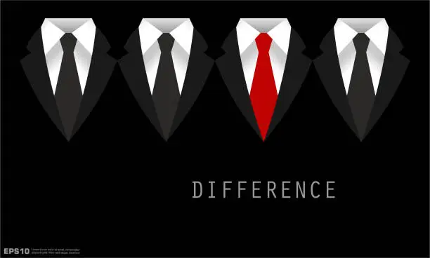 Vector illustration of Black Business Suit with a Tie Difference Concept
