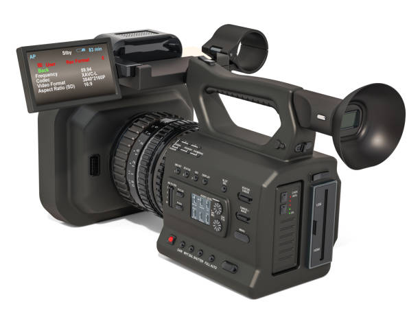 istock Television camera, professional video camera. 3D rendering isolated on white background 1091023792