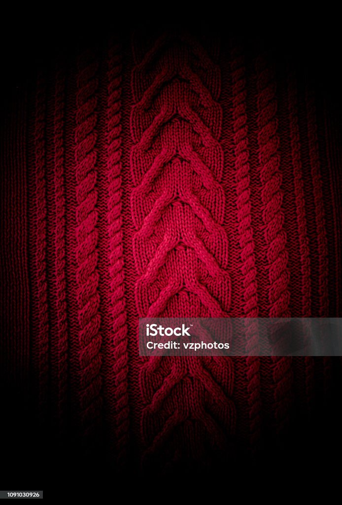 Red Wool Pattern Red Knitted Pattern Wool Sweater Texture Close Up Handmade Red Knitting ...