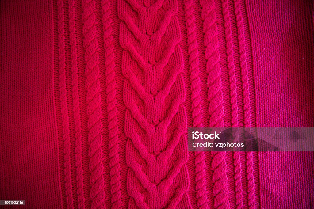 Red Wool Pattern Red Knitted Pattern Wool Sweater Texture Close Up Handmade Red Knitting ...
