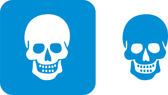 Vector illustration of two blue skull icons.