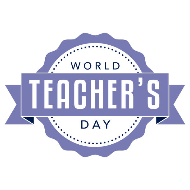 World Teacher's Day An event label isolated on a transparent background. Color swatches are global for quick and easy color changes throughout the file. The color space is CMYK for optimal printing and can easily be converted to RGB for screen use. World Teachers Day stock illustrations