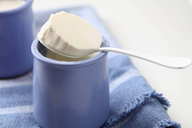 istock Yogurt in blue jars 1091057640