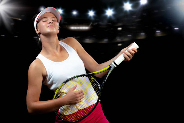 istock Smiling tennis player playing on racket as on guitar 1091058796