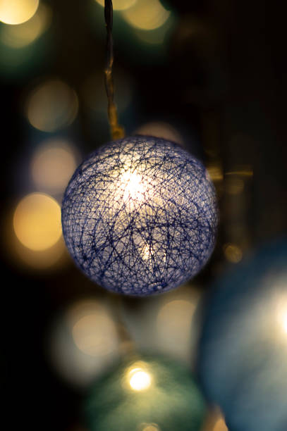 Bokeh. Blue and golden lights blurred