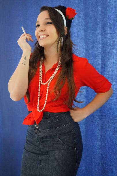 portrait of retro/pin up woman with cigarette