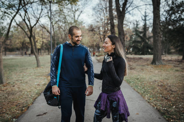 istock Charming young couple having a sports training in the public park 1091069244
