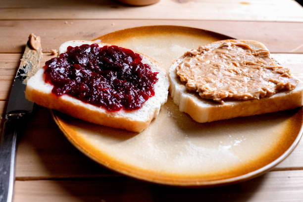 istock Open Face Peanut Butter and Jelly Sandwich 1091078886