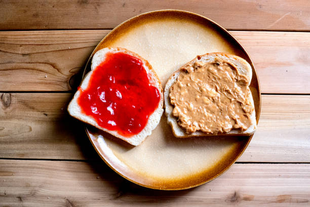istock Open Face Peanut Butter and Jelly Sandwich 1091078930