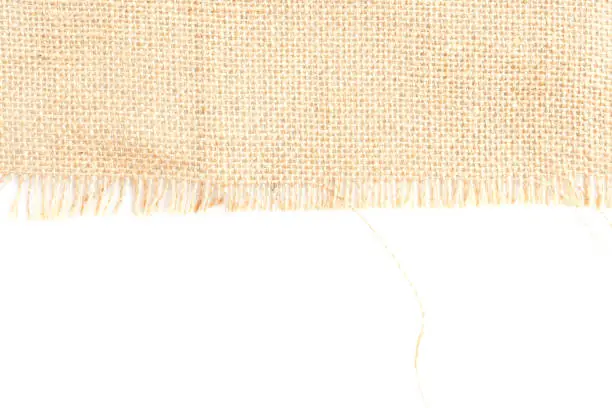 Photo of Back brown Fabric canvas texture isolate background with clipping path blank space for text design. Clean yellow beige Hessian sackcloth wool pleat woven concept cream sack pattern color.