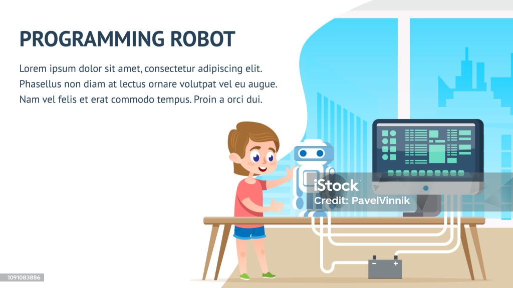 Computing Lessons Robot Programming Robot Education Math Computer Science Stock Illustration ...