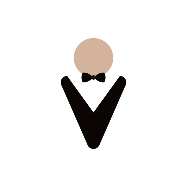 バトラー紳士のアイコン。ベクトル図 - butler waiter tuxedo personal valet点のイラスト素材／クリップアート素材／マンガ素材／アイコン素材