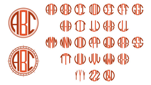 monogramm kreis buchstaben - großbuchstabe stock-grafiken, -clipart, -cartoons und -symbole