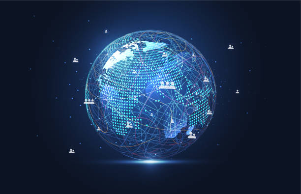 istock Global network connection. World map point and line composition concept of global business. Vector Illustration 1091113732