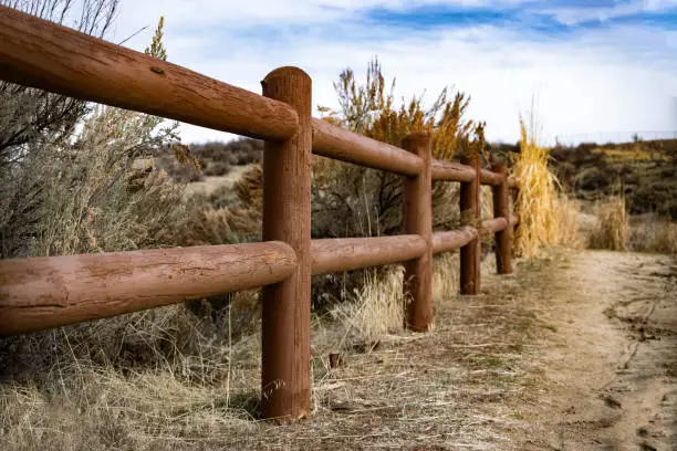A fencepost trail in the foothills of Idaho.
