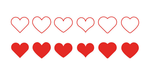 kalp şekli simgeler - kalp şekli stock illustrations
