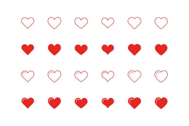 ilustraciones, imágenes clip art, dibujos animados e iconos de stock de iconos de forma de corazón - corazon