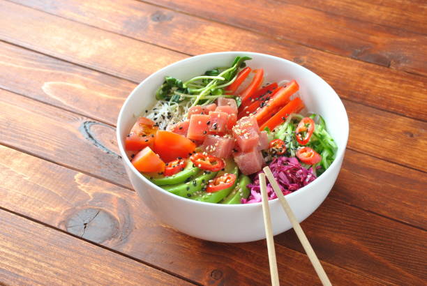 istock Tuna poke bowl with crystal noodles 1091149232