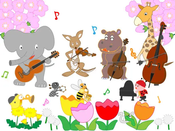 Vector illustration of animal concert