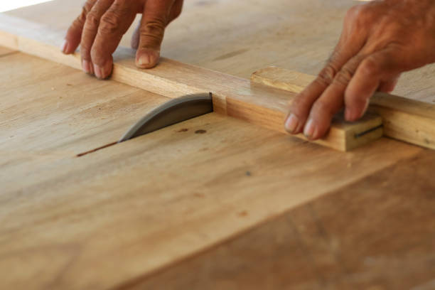 istock Carpenters are using tools with wood working furniture. 1091154876