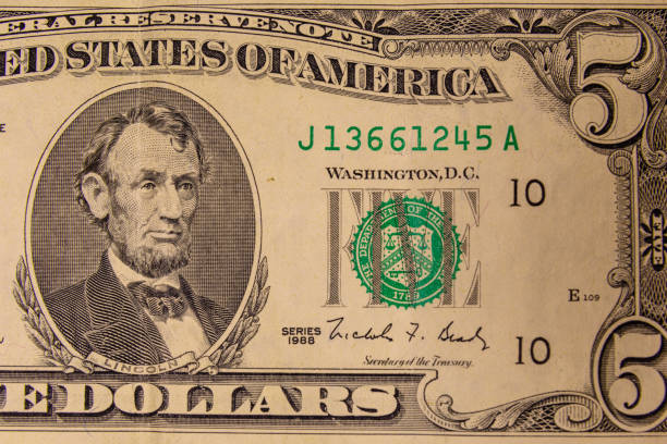 istock Closeup of american five dollars banknote 1091157992