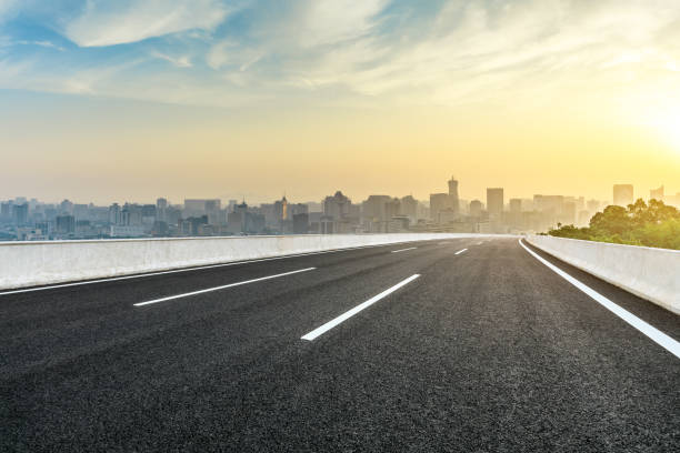 istock Panoramic city skyline and buildings with empty asphalt road 1091167632