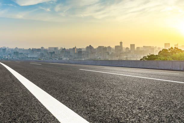 istock Panoramic city skyline and buildings with empty asphalt road 1091167726