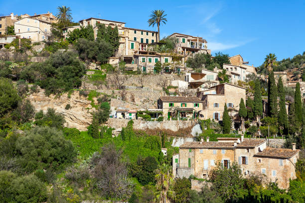 Deia Mallorca Spain 20. December 2018 View of the small town of Deia Deia Mallorca Spain 20. December 2018 View of the small town of Deia banyalbufar stock pictures, royalty-free photos & images