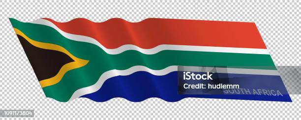 Vector Flag Of South Africa Waving Background Stock Illustration - Download Image Now - Africa, Backgrounds, Badge