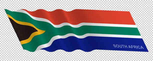 Vector illustration of Vector flag of South Africa waving background