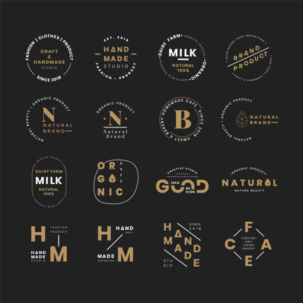 ilustrações de stock, clip art, desenhos animados e ícones de set of logo badge design vectors - modern handmade